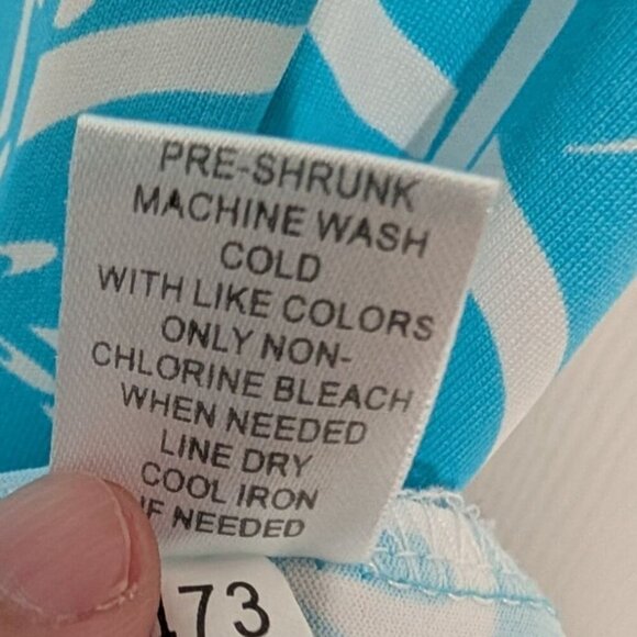 Lulu B Floral Maxi Dress Womens Size XL Tahitian Turquoise Nylon Scallop V Neck - Picture 6 of 8